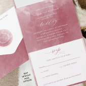 Elegant Waterverf Monogram Burgundy Kleur Trouw Al All In One Uitnodiging