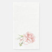 Elegant Waterverf Monogram Roze Floral Servet (Voorkant)