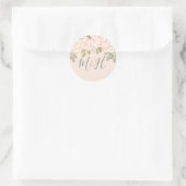 Elegant Waterverf Monogrammed Floral Foliage Ronde Sticker (Tas)