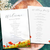 Elegant Waterverf Mountain Poppies Floral Wedding Programmakaart