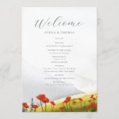 Elegant Waterverf Mountain Poppies Floral Wedding Programmakaart (Voorkant)