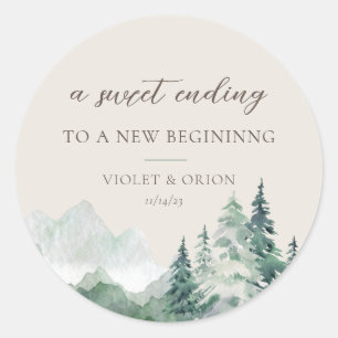 Elegant Waterverf Mountain Wedding Favor Stickers
