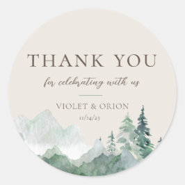 Elegant Waterverf Mountain Wedding Favor Stickers