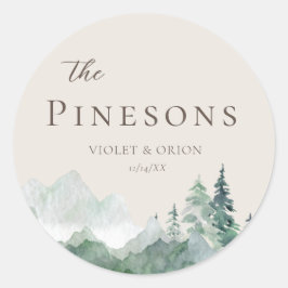 Elegant Waterverf Mountain Wedding Favor Stickers
