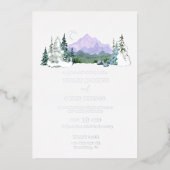 Elegant Waterverf Mountain Wedding Silver Folie Uitnodiging (Voorkant)