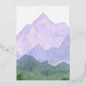 Elegant Waterverf Mountain Wedding Silver Folie Uitnodiging (Achterkant)
