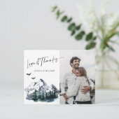 Elegant Waterverf Mountains Bedankt Foto Briefkaart (Staand voorkant)