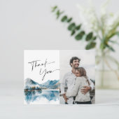 Elegant Waterverf Mountains Bedankt Foto Briefkaart (Staand voorkant)