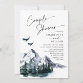 Elegant Waterverf Mountains Couple Shower Invitat Kaart (Voorkant)