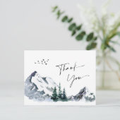 Elegant Waterverf Mountains Forest Hartelijk dank Briefkaart (Staand voorkant)
