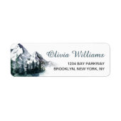 Elegant Waterverf Mountains Forest Landscape Labs Etiket (Voorkant)