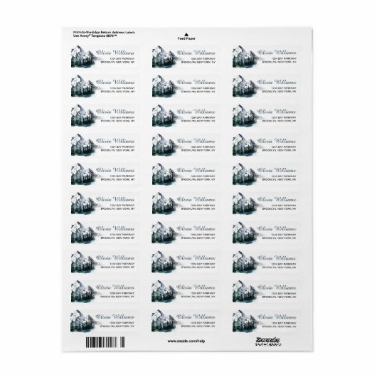 Elegant Waterverf Mountains Forest Landscape Labs Etiket (Full Sheet)