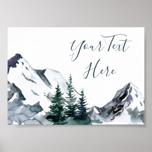 Elegant Waterverf Mountains Forest Landscape Posts Poster (Voorkant)