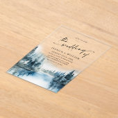 Elegant Waterverf Mountains Forest Wedding Acryl Uitnodigingen (Laagn)