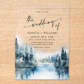 Elegant Waterverf Mountains Forest Wedding Acryl Uitnodigingen (Voorkant)