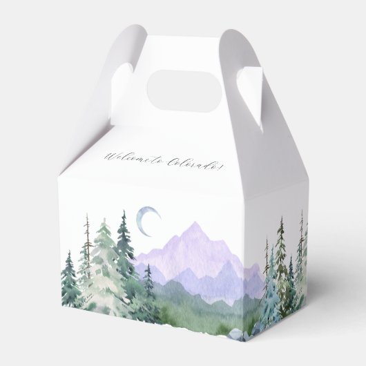 Elegant Waterverf Mountains Forest Wedding Bedankdoosjes (Achterkant)