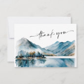 Elegant Waterverf Mountains Forest Wedding Bedankkaart (Voorkant)