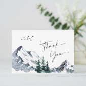 Elegant Waterverf Mountains Forest Wedding Bedankkaart (Staand voorkant)