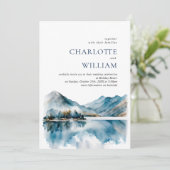 Elegant Waterverf Mountains Forest Wedding Kaart (Staand voorkant)