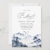 Elegant Waterverf Mountains Forest Wedding Kaart (Voorkant)