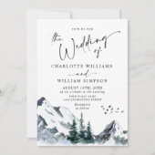 Elegant Waterverf Mountains Forest Wedding Kaart (Voorkant)