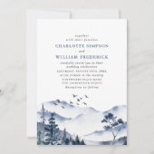 Elegant Waterverf Mountains Forest Wedding Kaart (Voorkant)