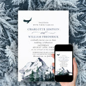 Elegant Waterverf Mountains Forest Wedding Kaart