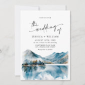 Elegant Waterverf Mountains Forest Wedding Kaart (Voorkant)