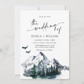 Elegant Waterverf Mountains Forest Wedding Kaart (Voorkant)