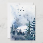 Elegant Waterverf Mountains Forest Wedding Kaart (Achterkant)