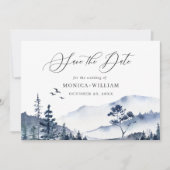 Elegant Waterverf Mountains Forest Wedding QR Save The Date (Voorkant)