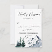 Elegant Waterverf Mountains Forest Wedding RSVP (Voorkant)