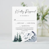 Elegant Waterverf Mountains Forest Wedding RSVP (Staand voorkant)