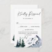 Elegant Waterverf Mountains Forest Wedding RSVP (Voorkant / Achterkant)