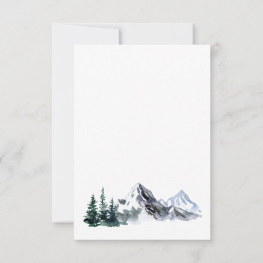 Elegant Waterverf Mountains Forest Wedding RSVP (Achterkant)