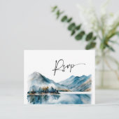 Elegant Waterverf Mountains Forest Wedding RSVP Briefkaart (Staand voorkant)