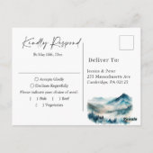 Elegant Waterverf Mountains Forest Wedding RSVP Briefkaart (Achterkant)