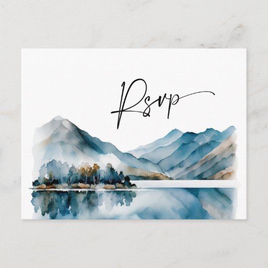 Elegant Waterverf Mountains Forest Wedding RSVP Briefkaart (Voorkant)