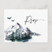Elegant Waterverf Mountains Forest Wedding RSVP Briefkaart (Voorkant)