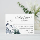 Elegant Waterverf Mountains Forest Wedding RSVP Kaartje (Staand voorkant)