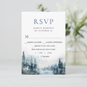 Elegant Waterverf Mountains Forest Wedding RSVP Kaartje (Staand voorkant)