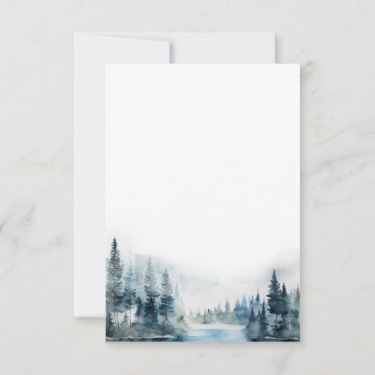 Elegant Waterverf Mountains Forest Wedding RSVP Kaartje (Achterkant)