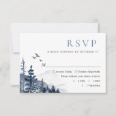 Elegant Waterverf Mountains Forest Wedding RSVP Kaartje (Voorkant)