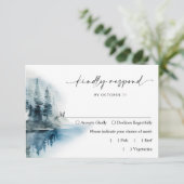 Elegant Waterverf Mountains Forest Wedding RSVP Kaartje (Staand voorkant)