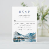 Elegant Waterverf Mountains Forest Wedding RSVP Kaartje (Staand voorkant)