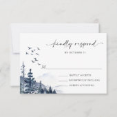 Elegant Waterverf Mountains Forest Wedding RSVP Kaartje (Voorkant)