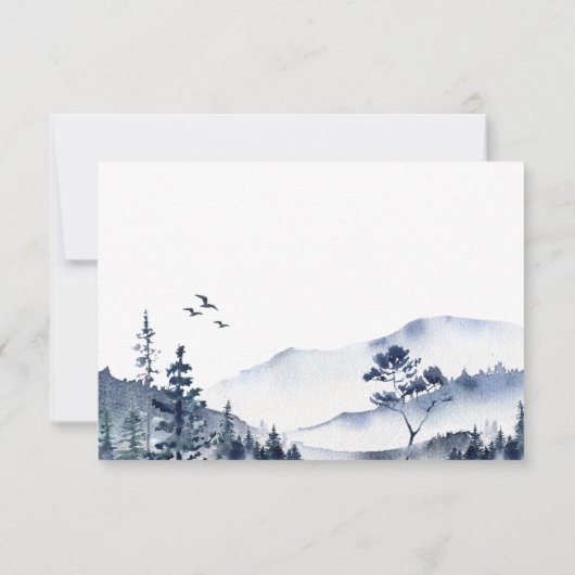 Elegant Waterverf Mountains Forest Wedding RSVP Kaartje (Achterkant)