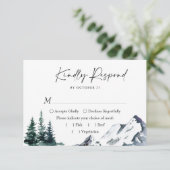 Elegant Waterverf Mountains Forest Wedding RSVP Kaartje (Staand voorkant)