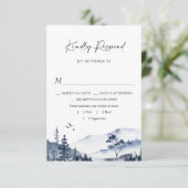 Elegant Waterverf Mountains Forest Wedding RSVP Kaartje (Staand voorkant)