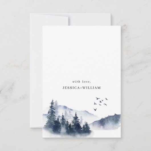 Elegant Waterverf Mountains Forest Wedding RSVP Kaartje (Achterkant)